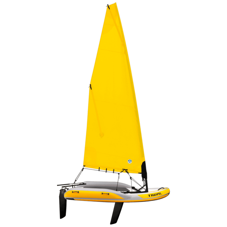 Tiwal2 sailing dinghy with yellow furling sail